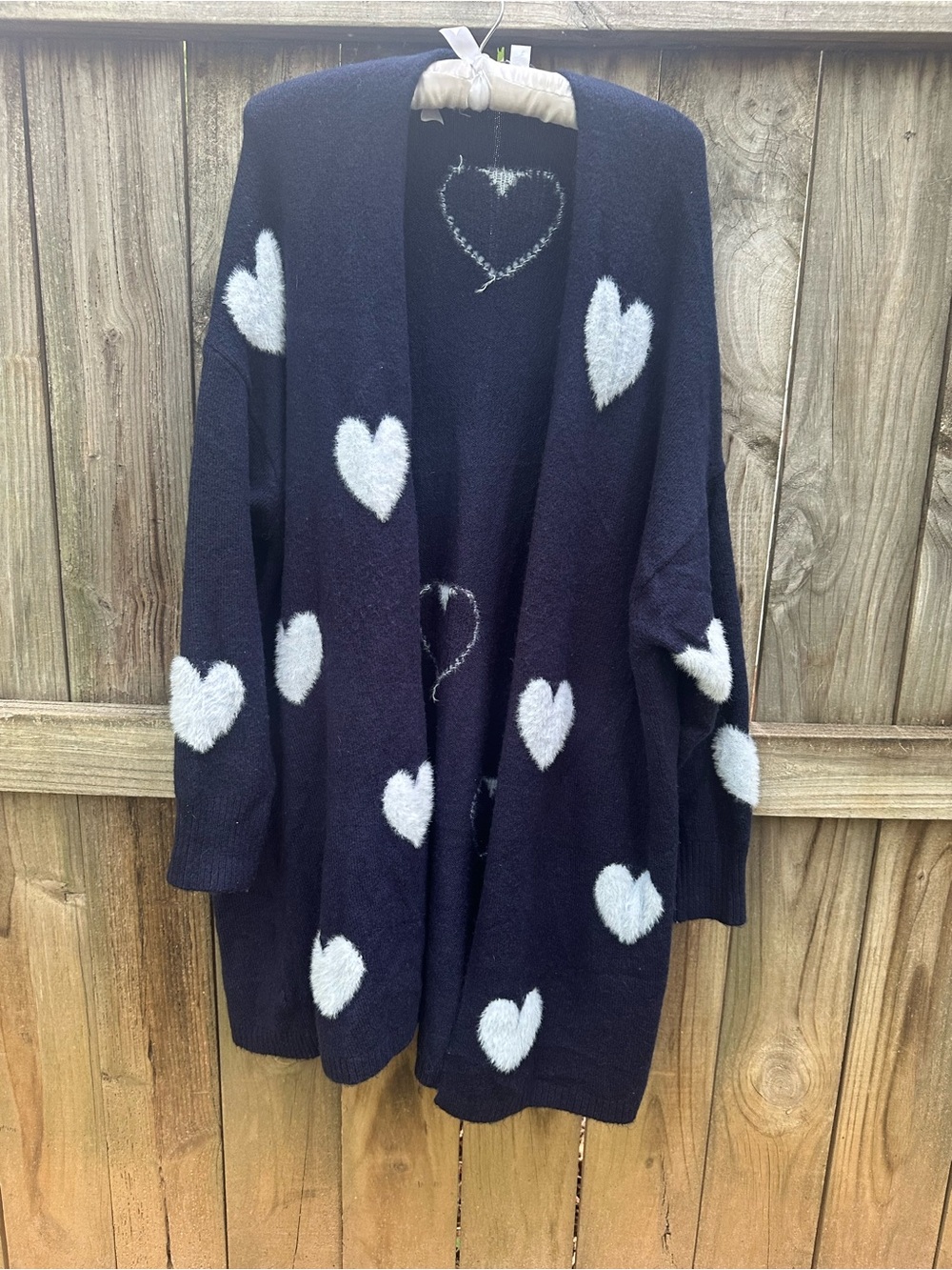 Crown & Ivy navy blue heart cardigan